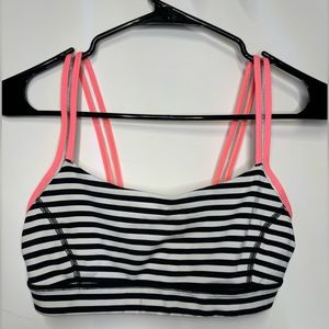 Lululemon Bra - Size 6 - Super cute pink straps, black and white stripes.
